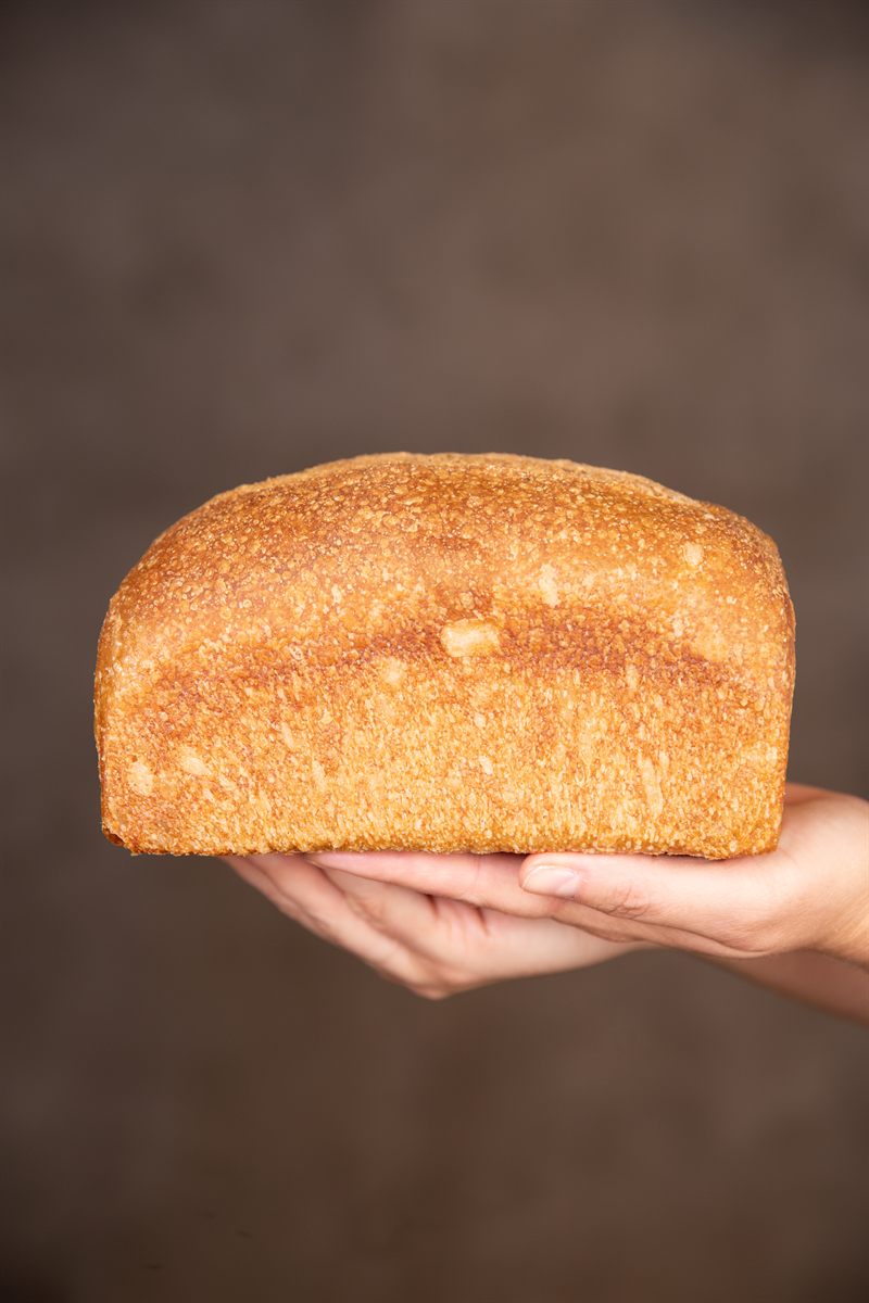 Pão 100% integral de forma, fatiado, com casca rústica